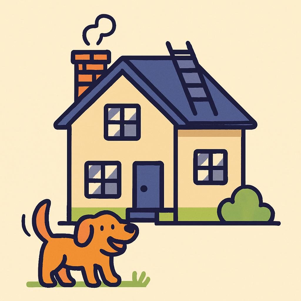 Drawing of a house with a chimney